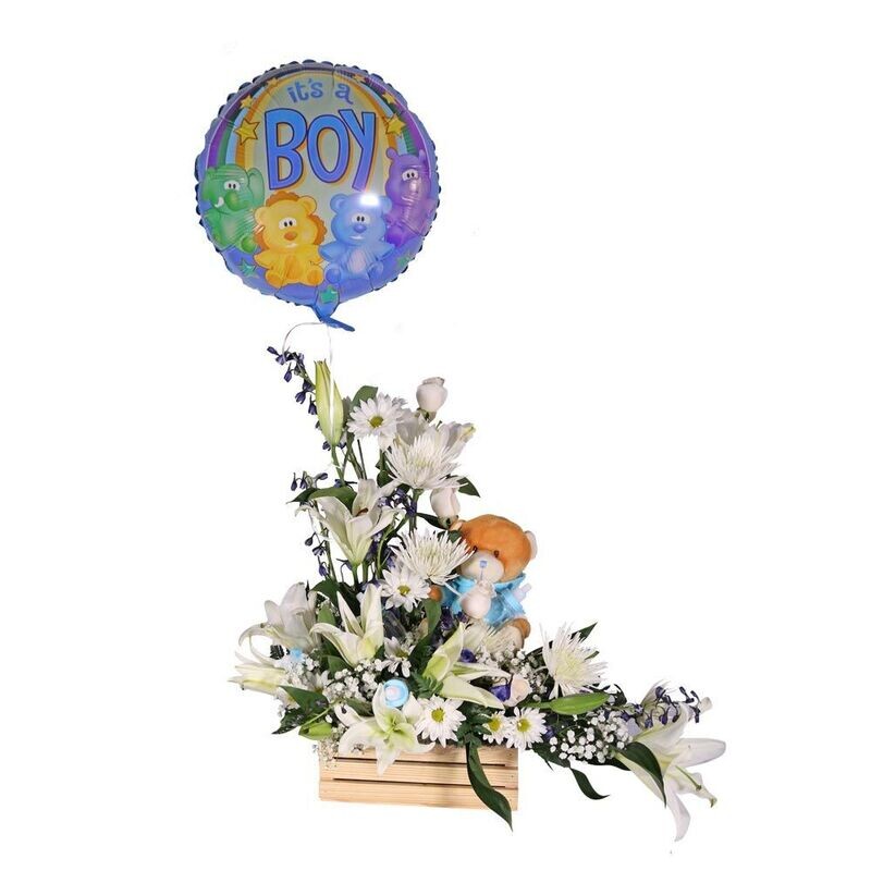 Balloon Basket Floral Arrangement