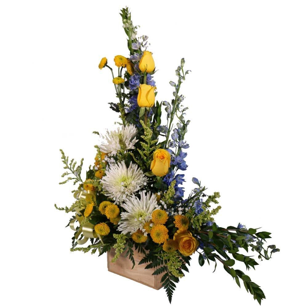 Yellow Rose Basket Floral Arrangement
