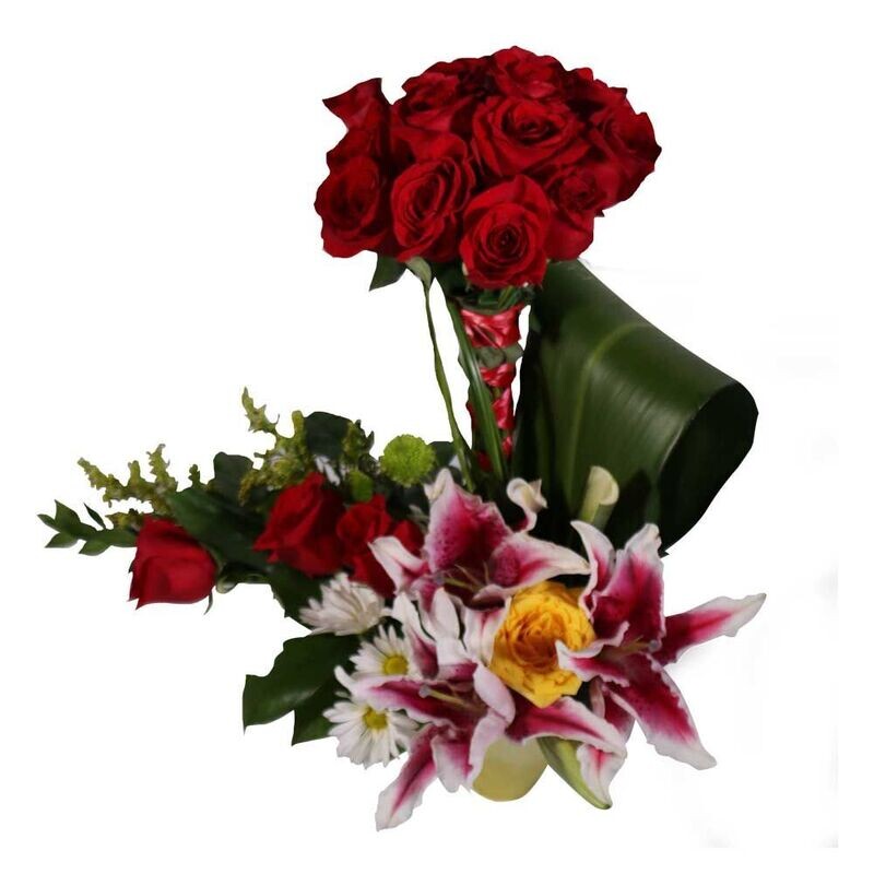 Rose Tree & Lilies Floral Arrangement