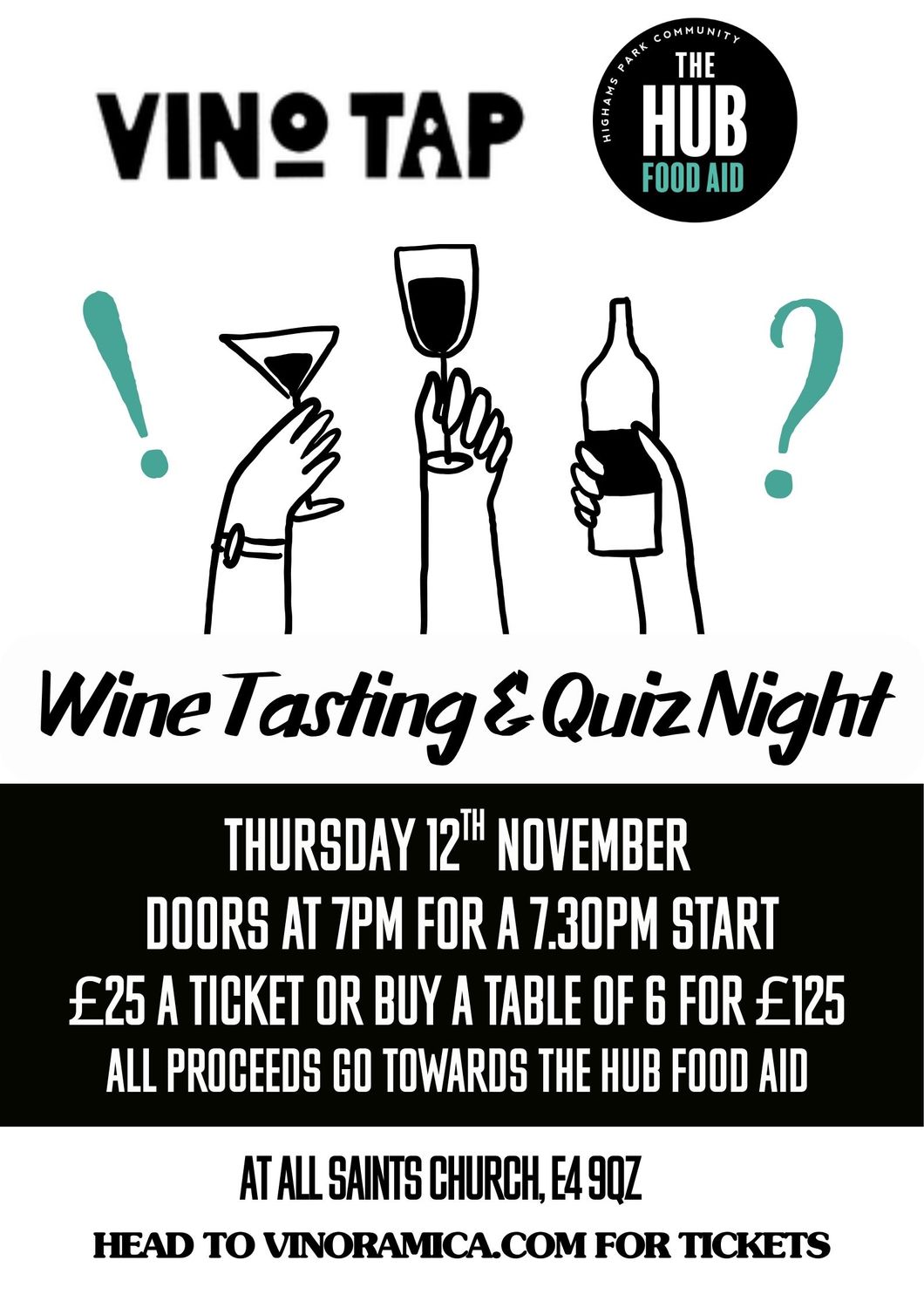 Highams Park Hub Wine Tasting &amp; Quiz - Thursday 12th November at All Saints Church