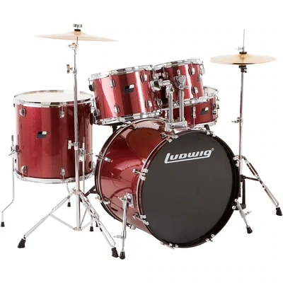 Ludwig BackBeat Complete 5-Piece Drum Set With Hardware - Wine Red Sparkle