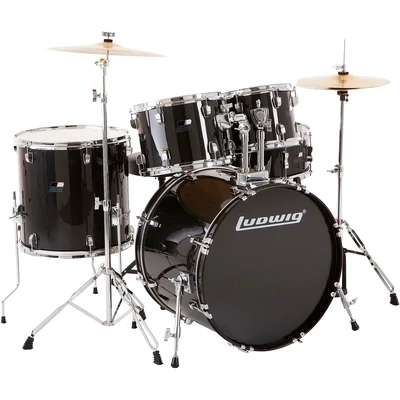 Ludwig BackBeat Complete 5-Piece Drum Set With Hardware - Black Sparkle