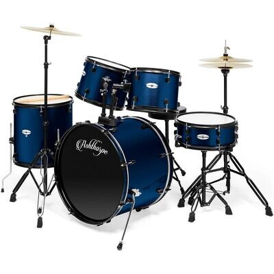 LW Essentials Premium 5-Piece Complete Drum Set with Hardware - Blue