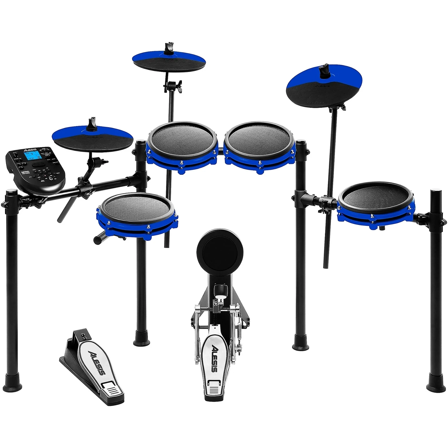 Alesis Nitro Mesh 8-Piece Electronic Drum Set - Black with Blue Trim