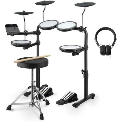 LW Essentials Basic Junior Kids Electronic Drum Set with Mesh Heads and Bluetooth - Black