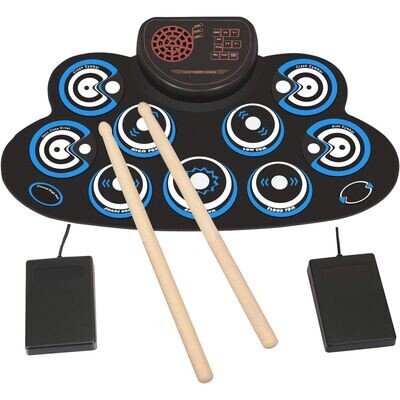 LW Essentials Basic Kids Electronic 7-Pad Roll-Up Drum Set with Built-in Speaker