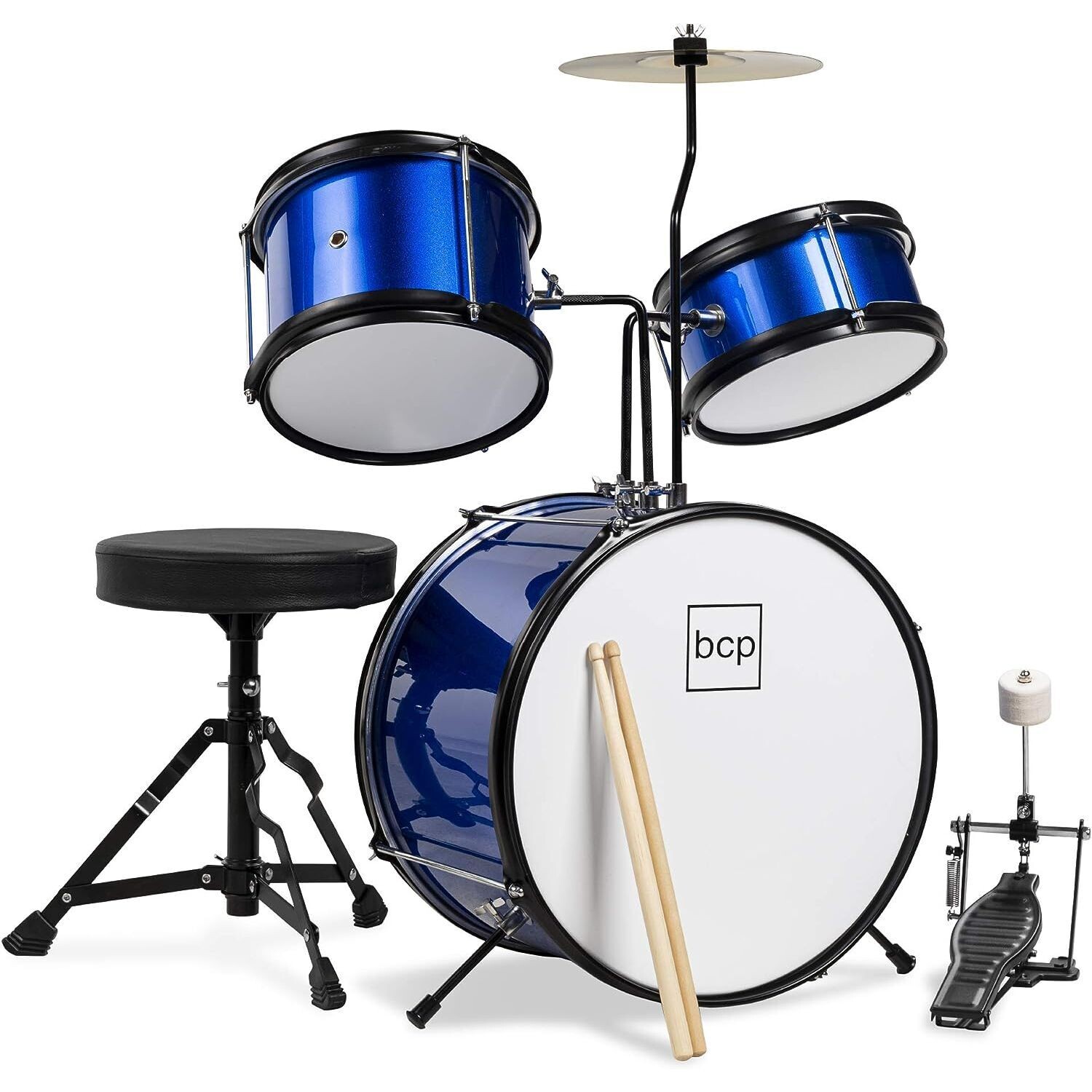 LW Essentials Basic 3-Piece Junior Kids Drum Set with Hardware - Blue