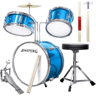 LW Essentials Basic 3-Piece Junior Kids Drum Set with Hardware - Sky Blue