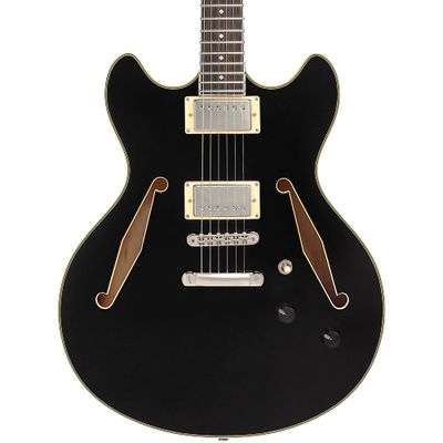 D'Angelico Excel DC Tour Semi-Hollow Electric Guitar With Supro Bolt Bucker Pickups and Stopbar Tailpiece Solid Black D'Angelico Excel DC Tour Semi-Hollow Electric Guitar With Supro Bolt Bucker Pickups and Stopbar Tailpiece Solid Black