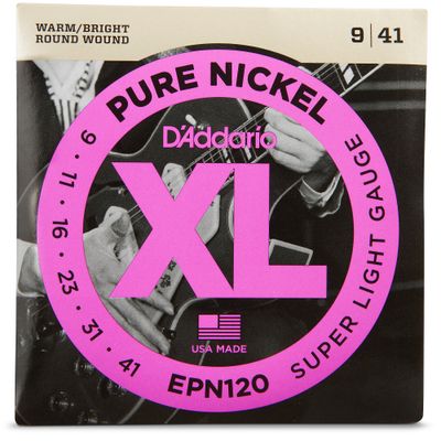 D'Addario EPN120 Pure Nickel Super Light Electric Guitar Strings D'Addario EPN120 Pure Nickel Super Light Electric Guitar Strings