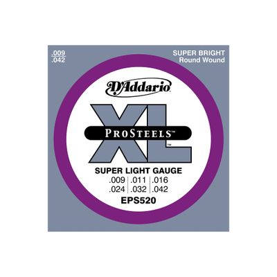 D'Addario EPS520 ProSteels Super Light Electric Guitar Strings D'Addario EPS520 ProSteels Super Light Electric Guitar Strings