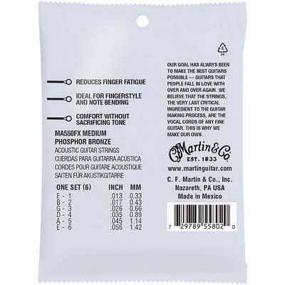 Martin MA500FX Authentic Acoustic Flexible Core Phosphor Bronze Medium Guitar Strings