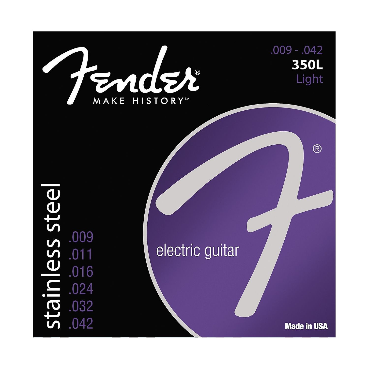 Fender 350L Stainless Steel Electric Guitar Strings - Light