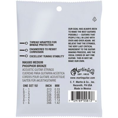 Martin MA550S Marquis Phosphor Bronze Medium Authentic Silked Acoustic Guitar Strings