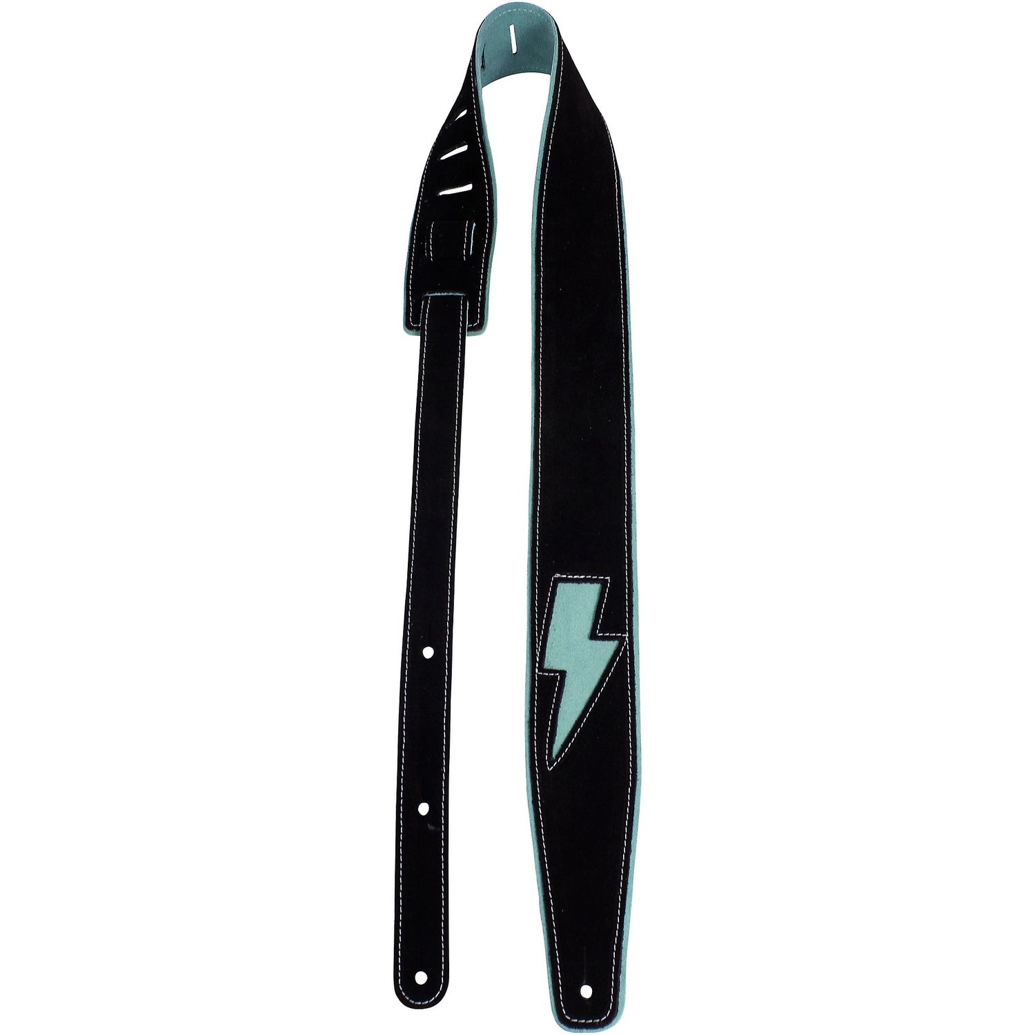 Perri's 2.5-inch Suede with Mini Bolt Guitar Strap - Black/Teal Black/Teal 41 to 56 in.