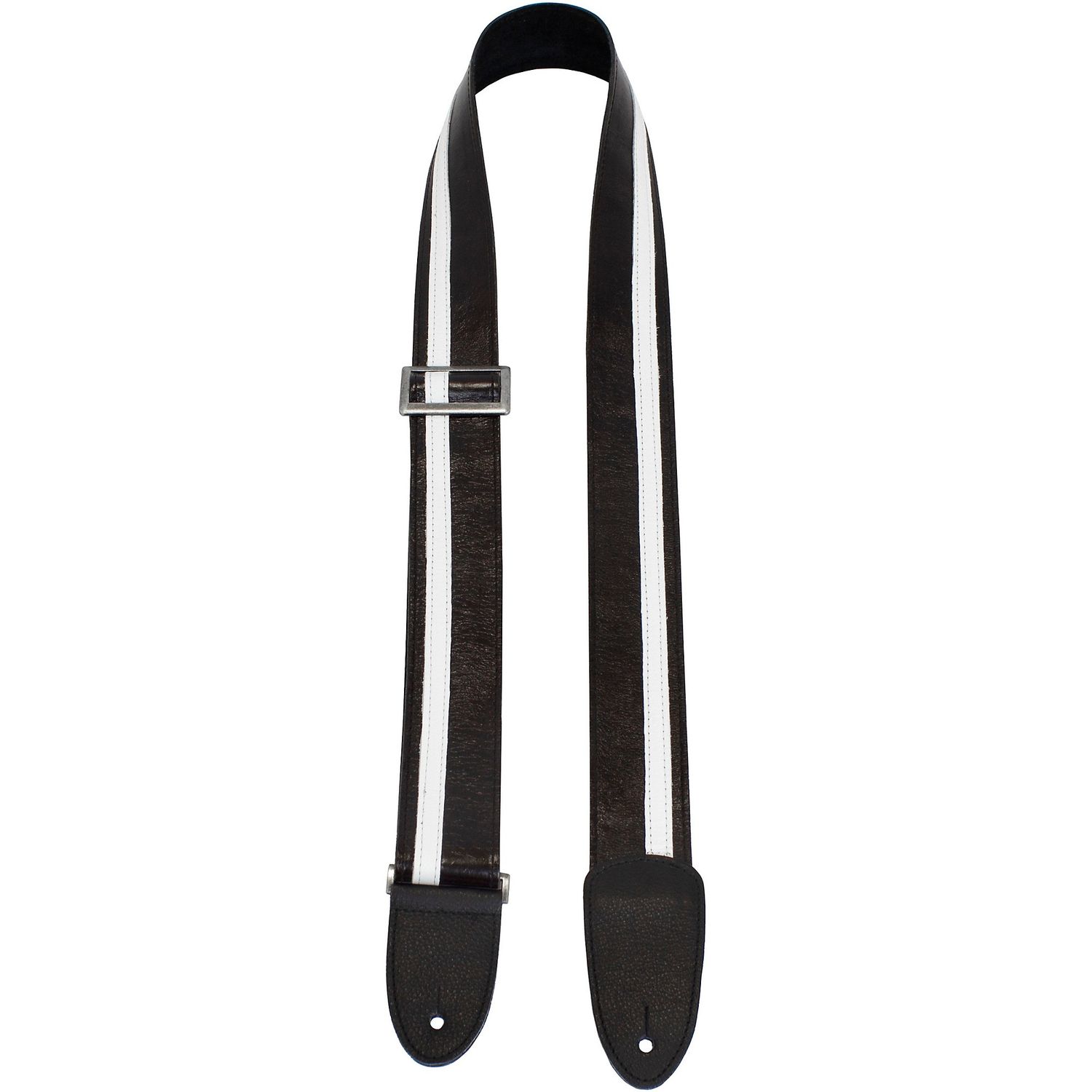 Perri's 2-inch Leather with Tri Glide Guitar Strap Black/White 39 to 58 in. Perri's 2-inch Leather with Tri Glide Guitar Strap Black/White 39 to 58 in.