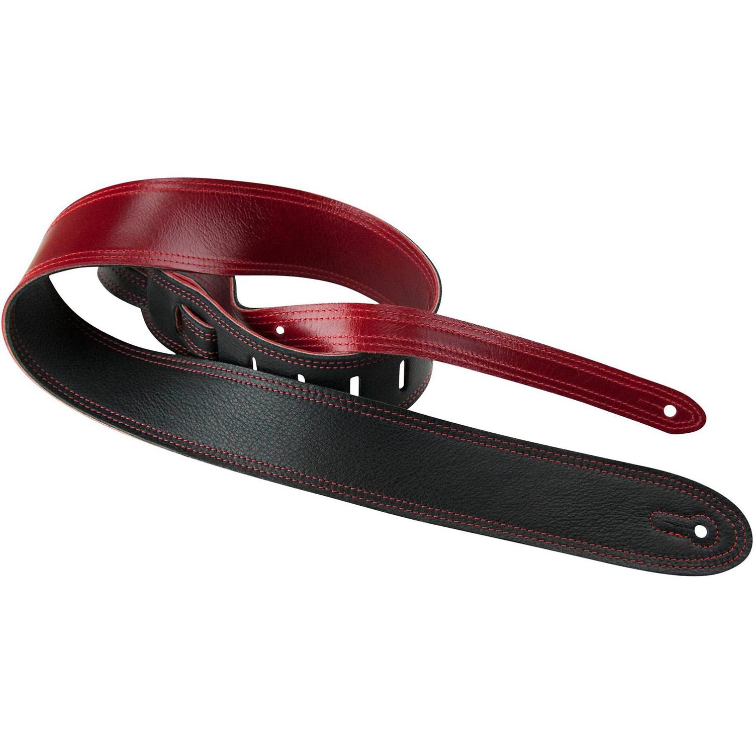 Perri's 2-inch Italian Leather Reversable Guitar Strap Black/Cherry Red Perri's 2-inch Italian Leather Reversable Guitar Strap Black/Cherry Red