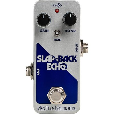 Electro-Harmonix SLAP-BACK ECHO Analog Delay Effects Pedal Silver and Blue Electro-Harmonix SLAP-BACK ECHO Analog Delay Effects Pedal Silver and Blue
