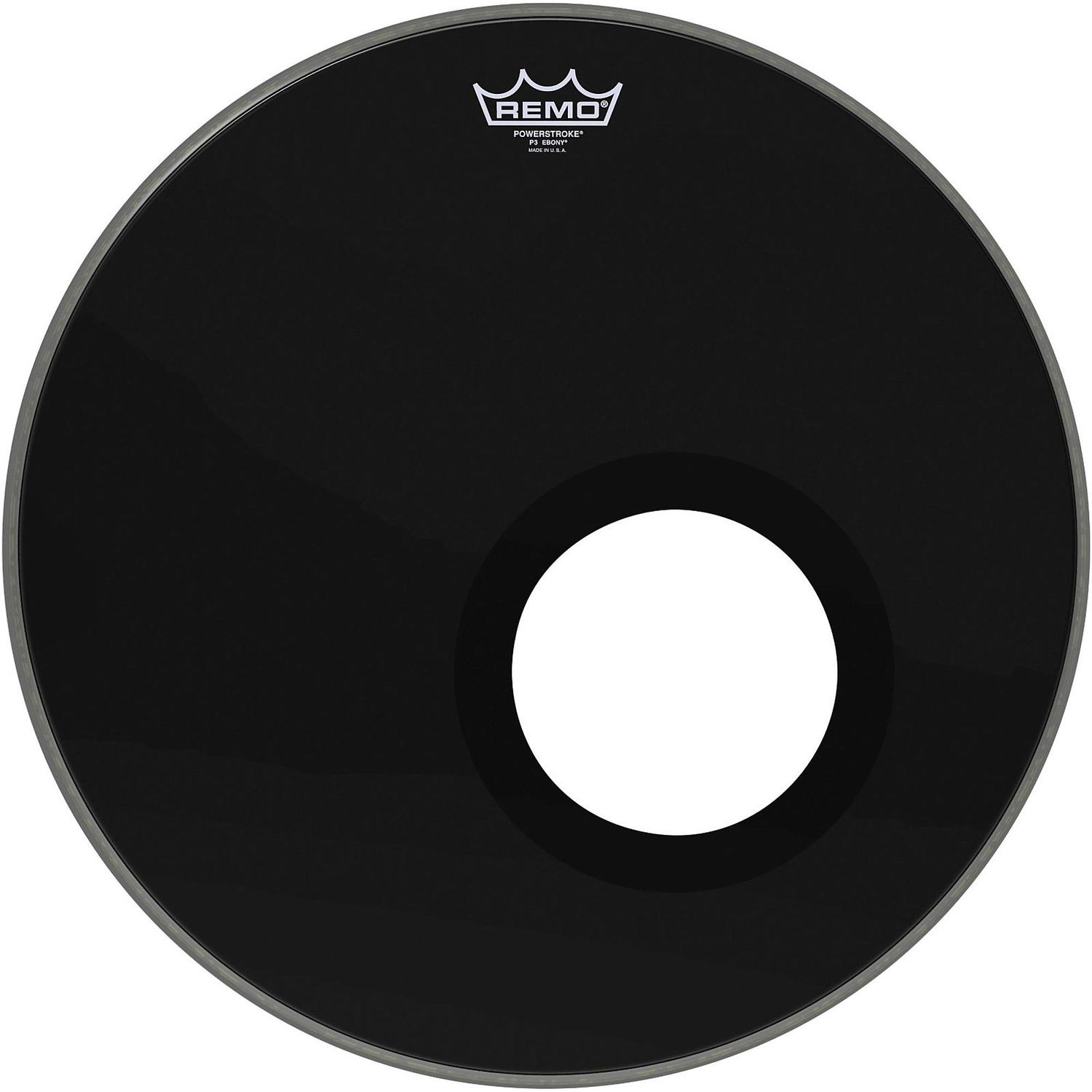 Remo Ebony Powerstroke 3 Resonant Bass Drum Head With 5-inch Port Hole