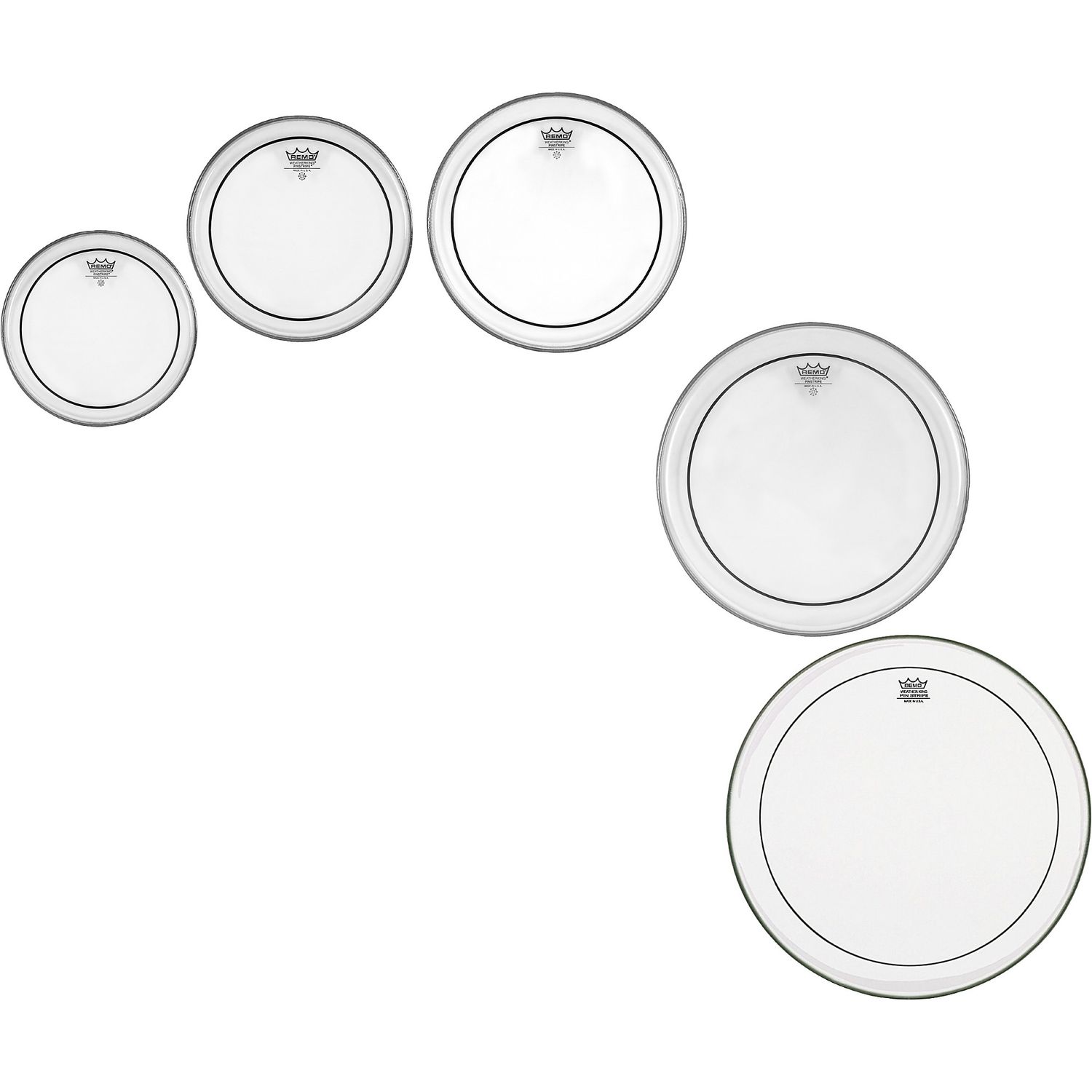 Remo Pinstripe Clear 5-piece Tom Drumhead Pack