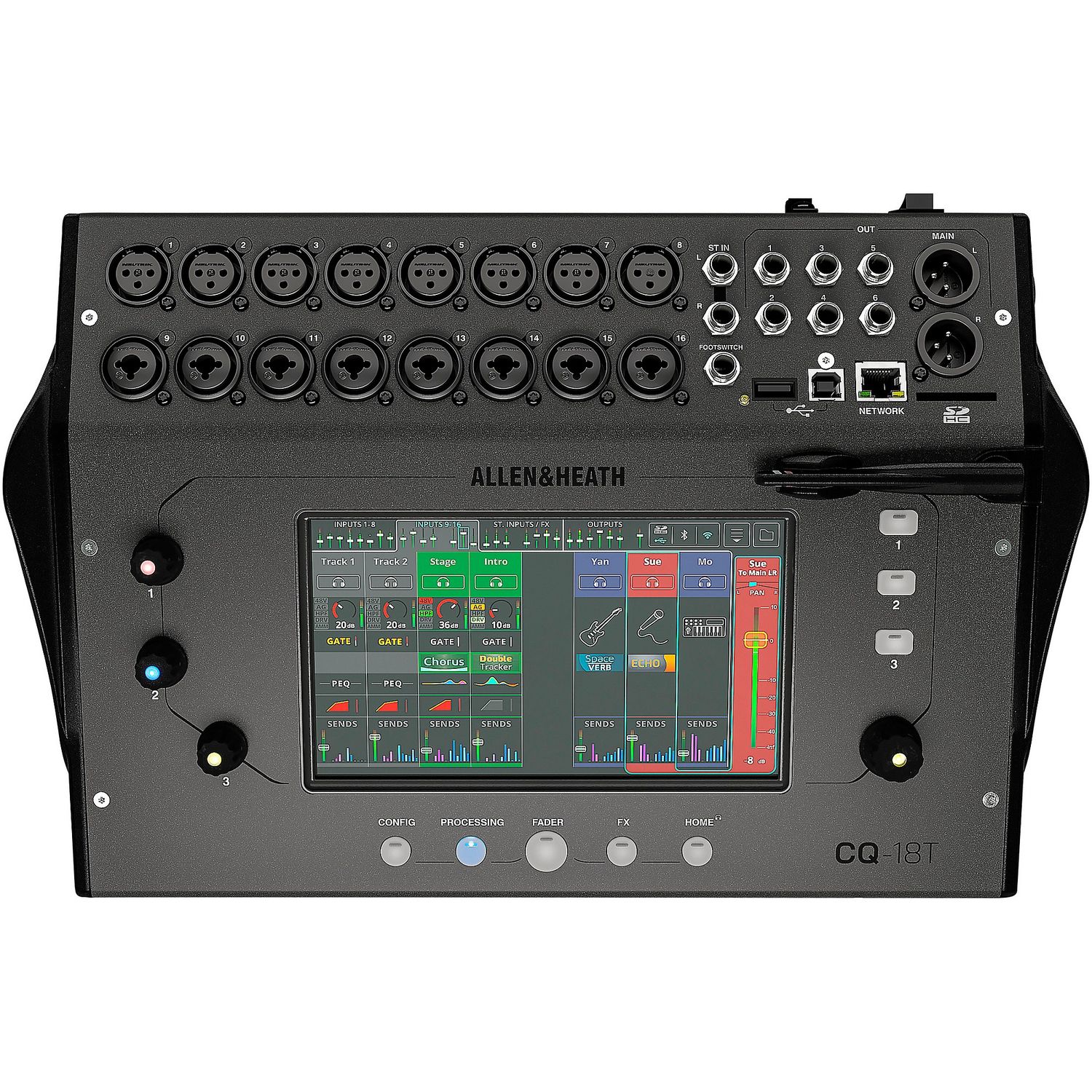 Allen & Heath CQ-18T Digital Mixer With 7-inch Touchscreen, Wi-Fi and Bluetooth Connectivity Allen & Heath CQ-18T Digital Mixer With 7-inch Touchscreen, Wi-Fi and Bluetooth Connectivity
