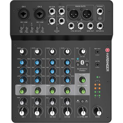 Harbinger LV8 8-Channel Analog Mixer With Bluetooth