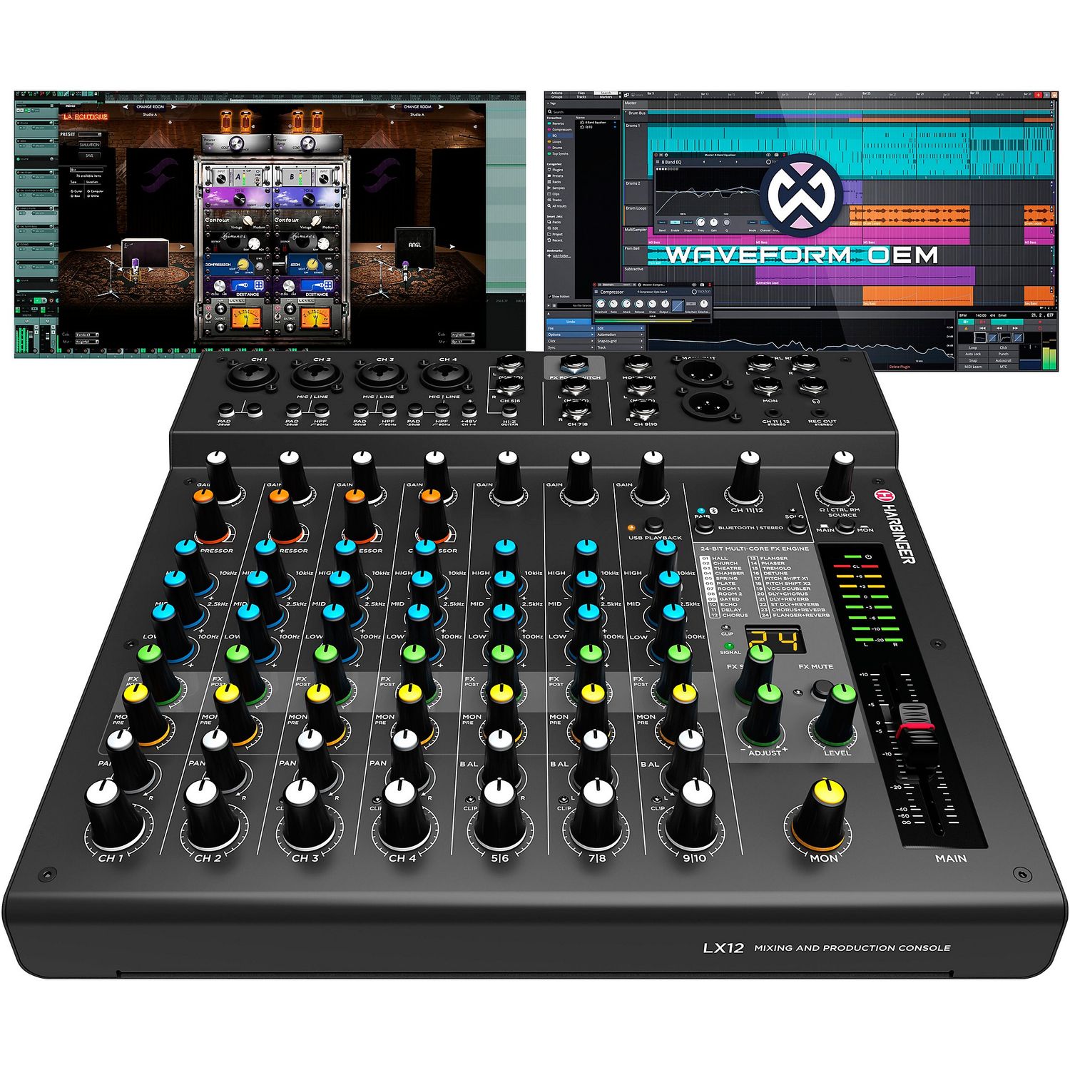 Harbinger LX12 12-Channel Analog Mixer With Bluetooth, FX and USB Audio Harbinger LX12 12-Channel Analog Mixer With Bluetooth, FX and USB Audio
