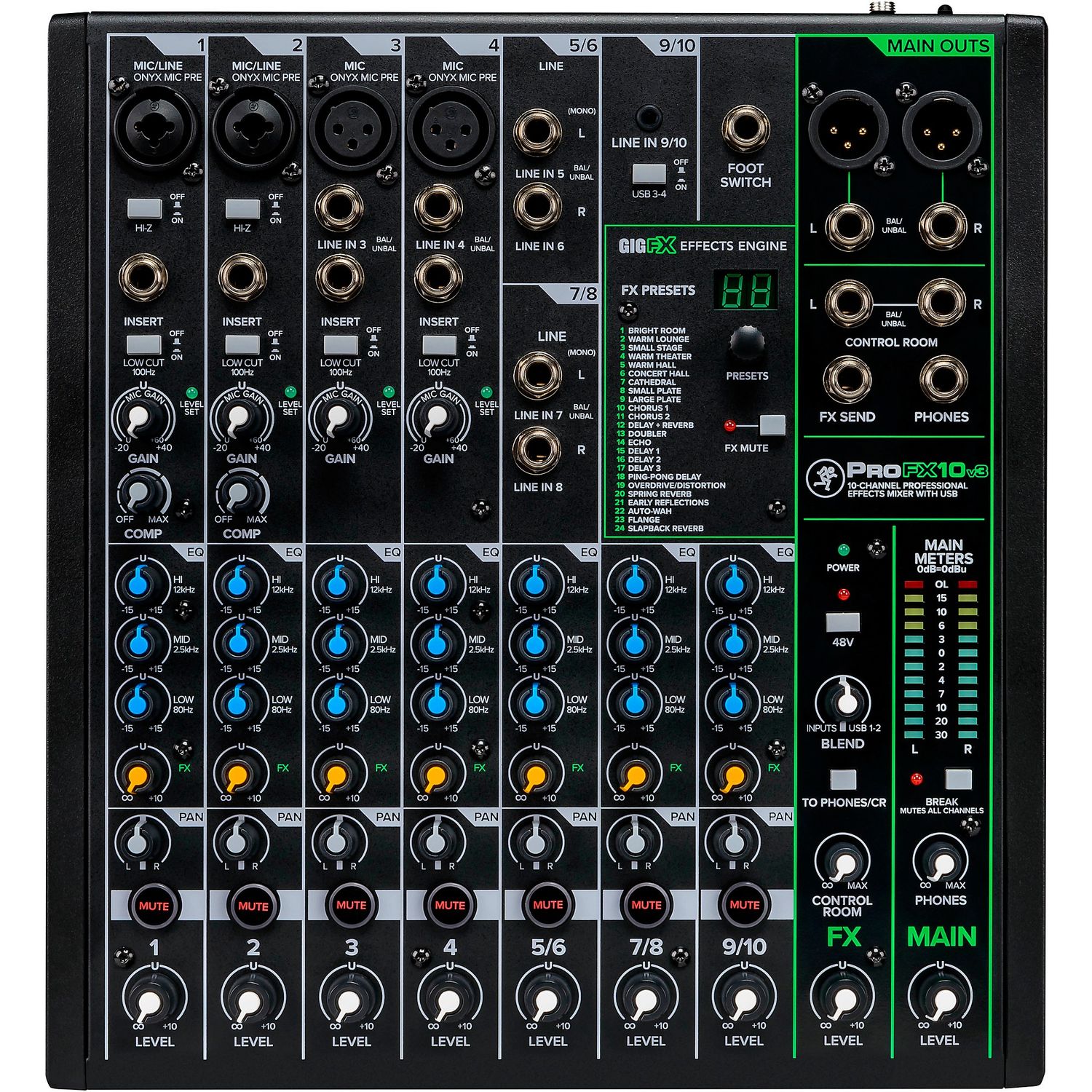 Mackie ProFX10v3 10-Channel Professional Effects Mixer With USB
