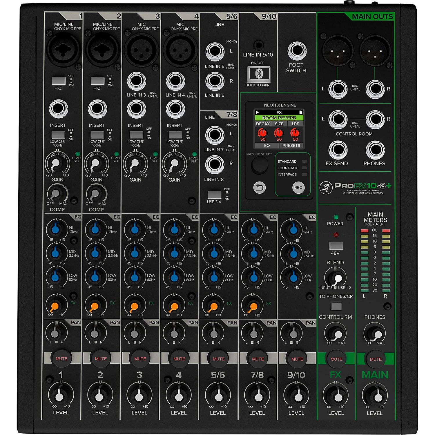 Mackie ProFX10v3+ 10-Channel Analog Mixer With Enhanced FX, USB Recording Modes and Bluetooth Mackie ProFX10v3+ 10-Channel Analog Mixer With Enhanced FX, USB Recording Modes and Bluetooth