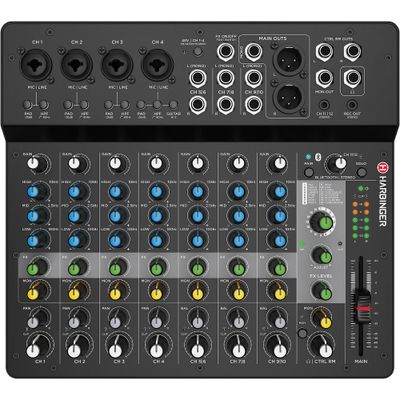 Harbinger LV12 12-Channel Analog Mixer With Bluetooth & FX