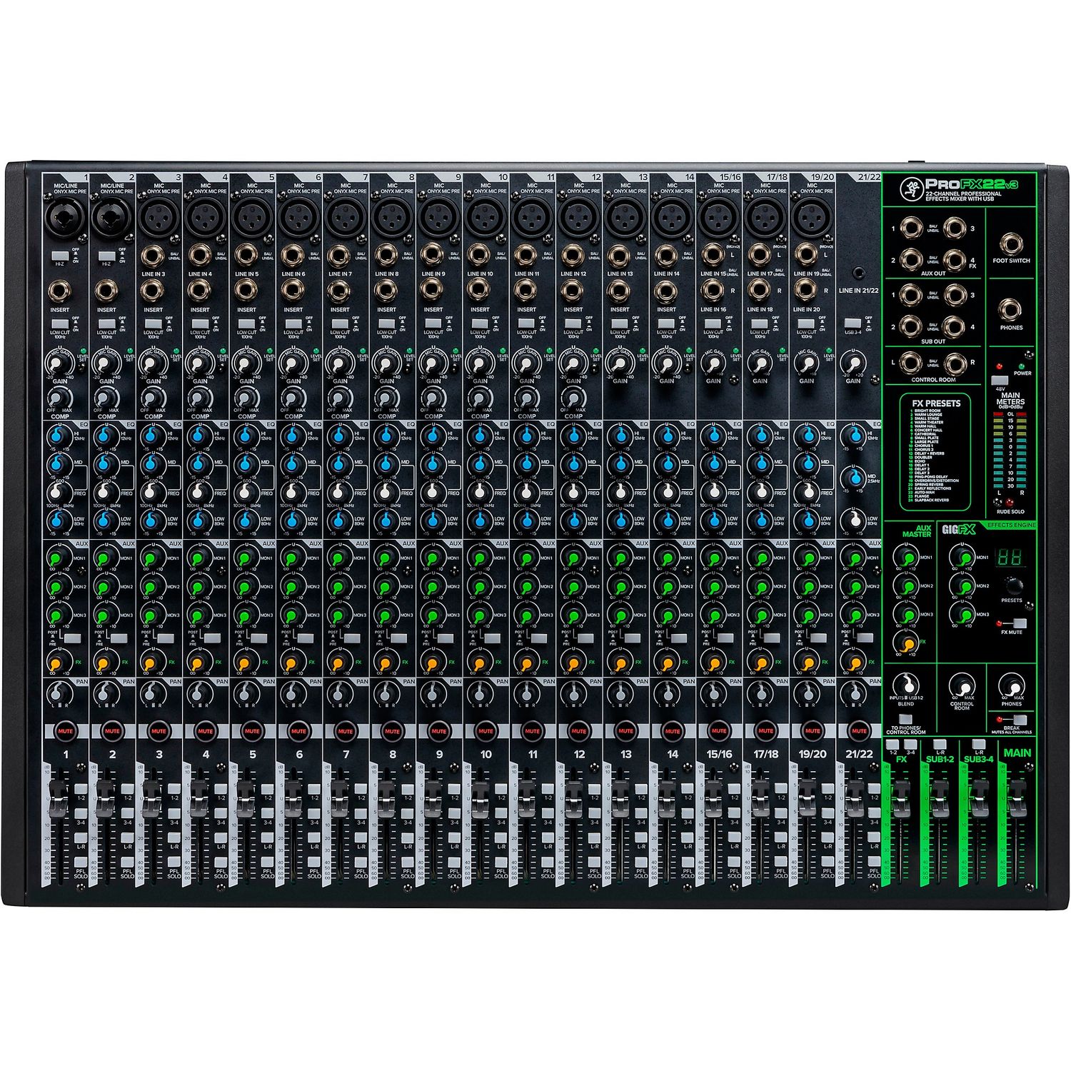 Mackie ProFX22v3 22-Channel 4-Bus Professional Effects Mixer With USB Mackie ProFX22v3 22-Channel 4-Bus Professional Effects Mixer With USB