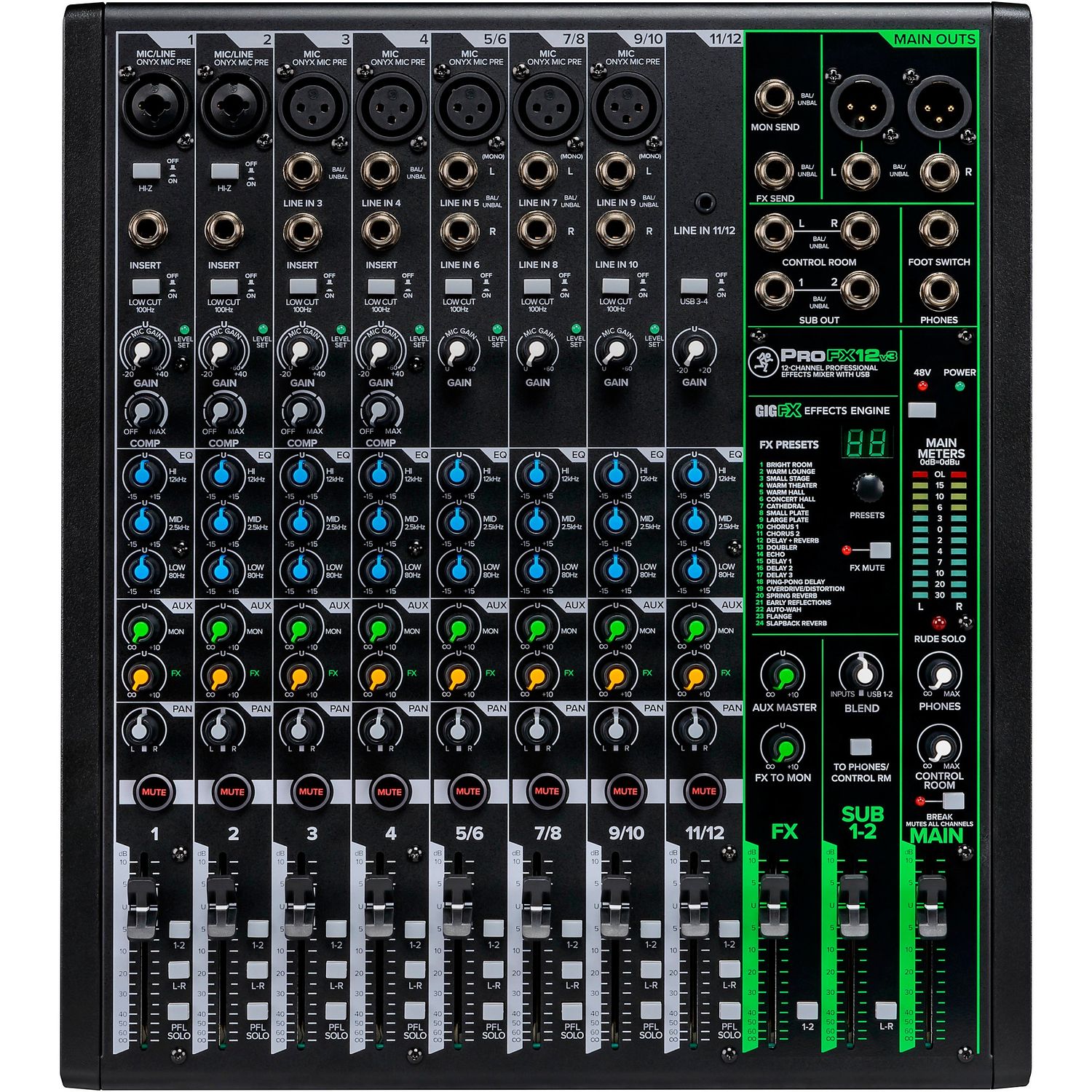 Mackie ProFX12v3 12-Channel Professional Effects Mixer With USB Mackie ProFX12v3 12-Channel Professional Effects Mixer With USB