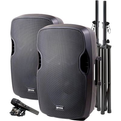 Gemini PA-SYS15 Complete Dual Speaker PA Package Gemini PA-SYS15 Complete Dual Speaker PA Package