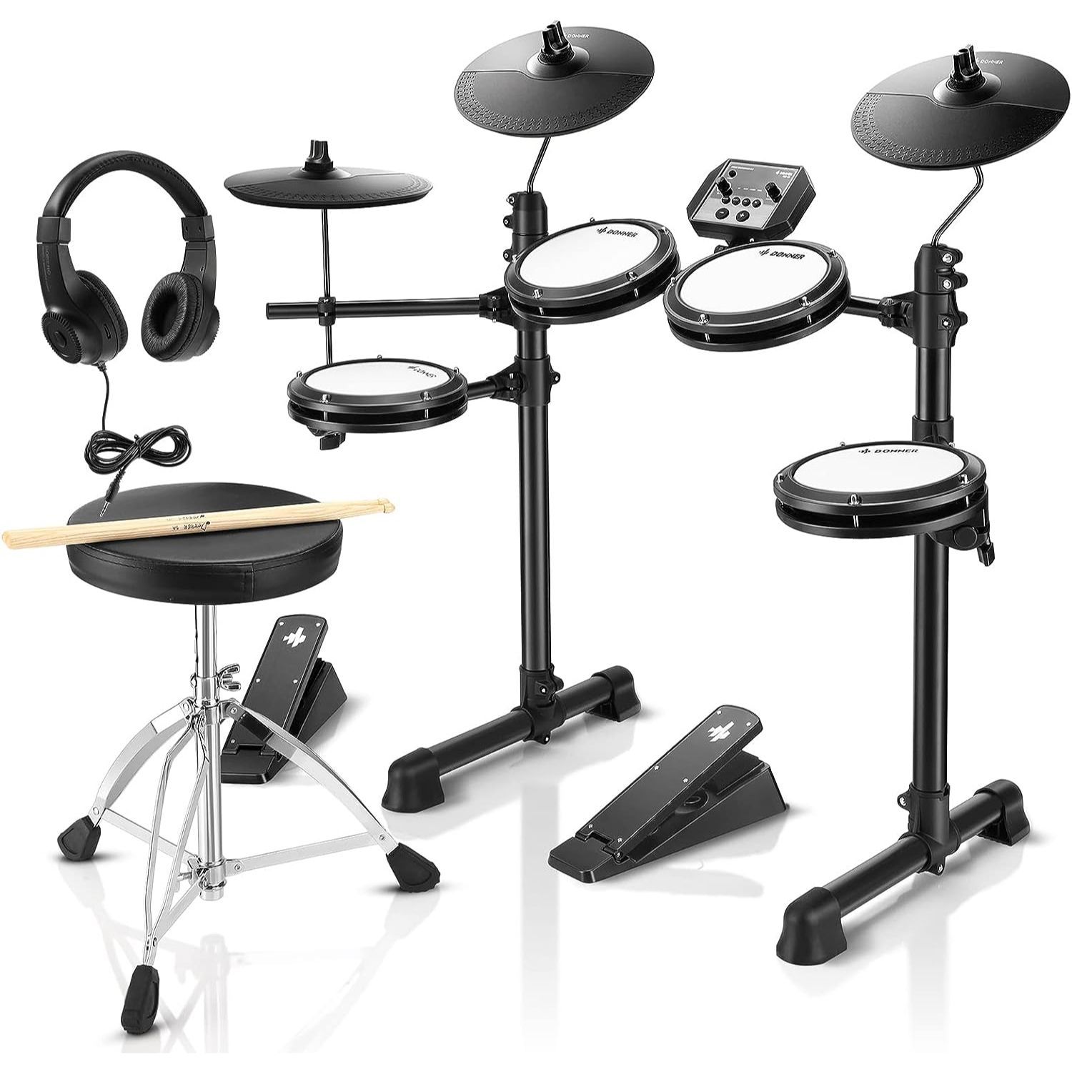 LW Essentials® Basic Electronic Drum Set with Mesh Heads and Bluetooth