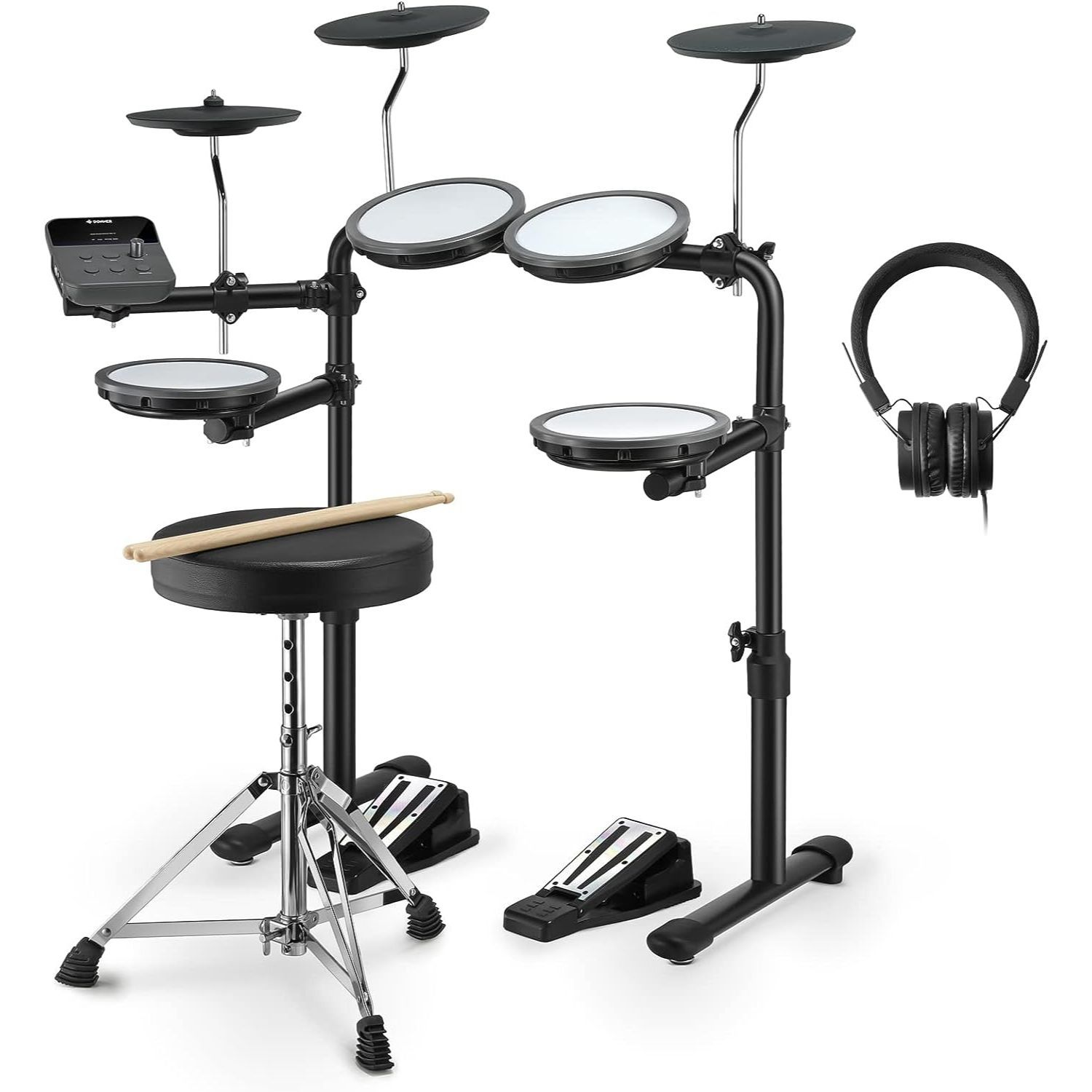 LW Essentials® Basic Junior Kids Electronic Drum Set with Mesh Heads and Bluetooth