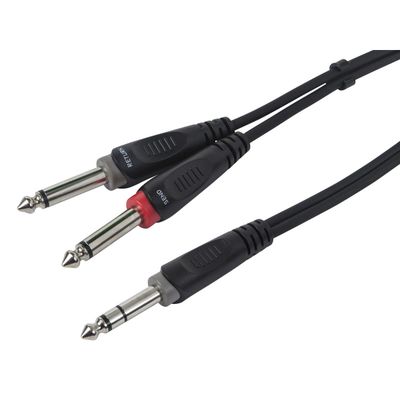 LW Essentials® Basic 1/4 in. Male TRS Stereo to Dual 1/4 in. Male TS Mono Adapter Cable LW Essentials® Basic 1/4 in. Male TRS Stereo to Dual 1/4 in. Male TS Mono Adapter Cable