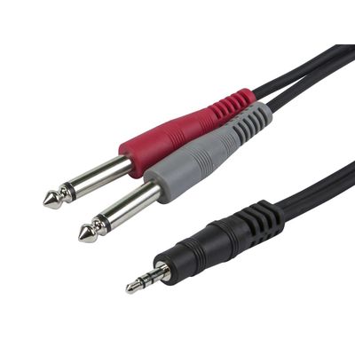 LW Essentials® Basic 3.5mm Male to Dual 1/4 in. TS Male Mono Adapter Cable LW Essentials® Basic 3.5mm Male to Dual 1/4 in. TS Male Mono Adapter Cable