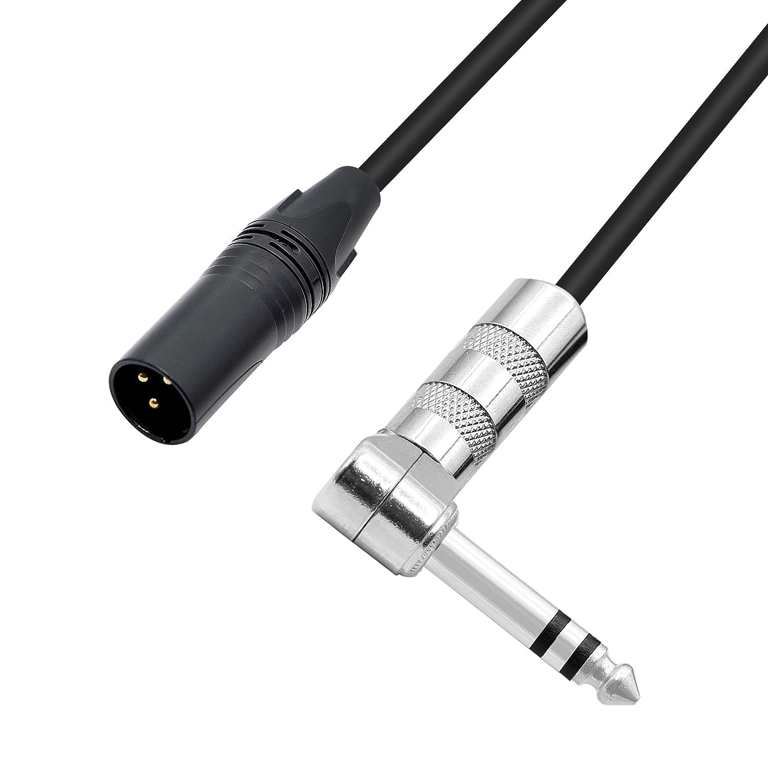 LW Essentials® Basic XLR Male to 1/4 in. Male TRS Stereo Cable (Straight + Right-Angle)