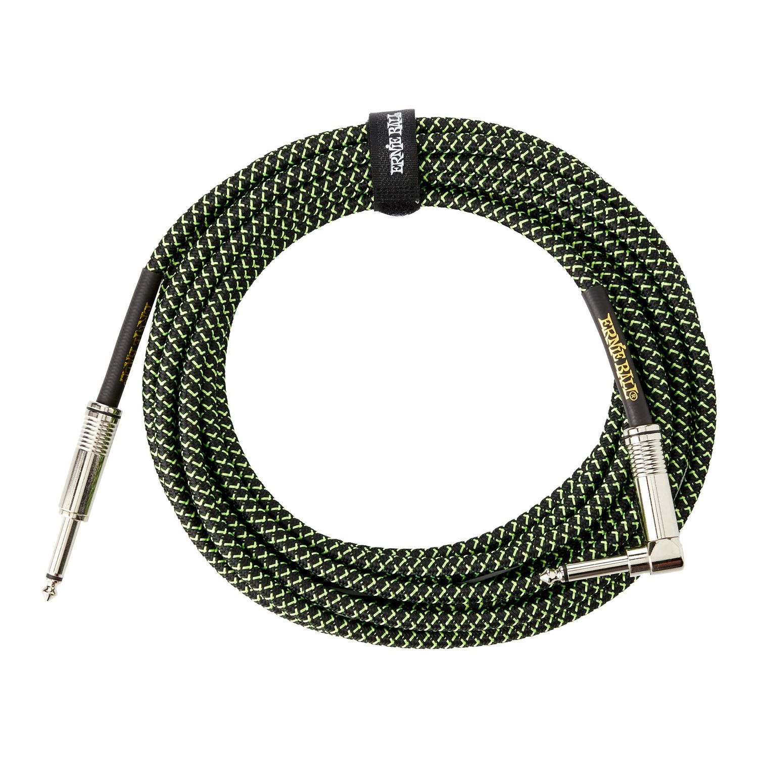 Prestige Picks® 1/4 in. Braided TS Mono Instrument Cable (Straight + Right-Angle) - Green