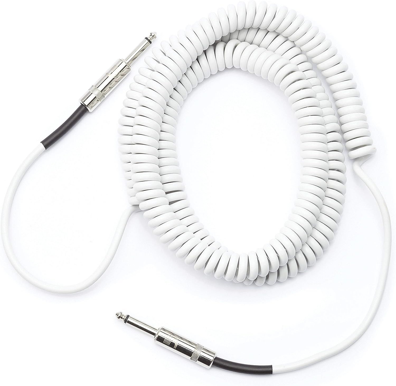 Prestige Picks® 1/4 in. Coiled TS Mono Instrument Cable - White Prestige Picks® 1/4 in. Coiled TS Mono Instrument Cable - White
