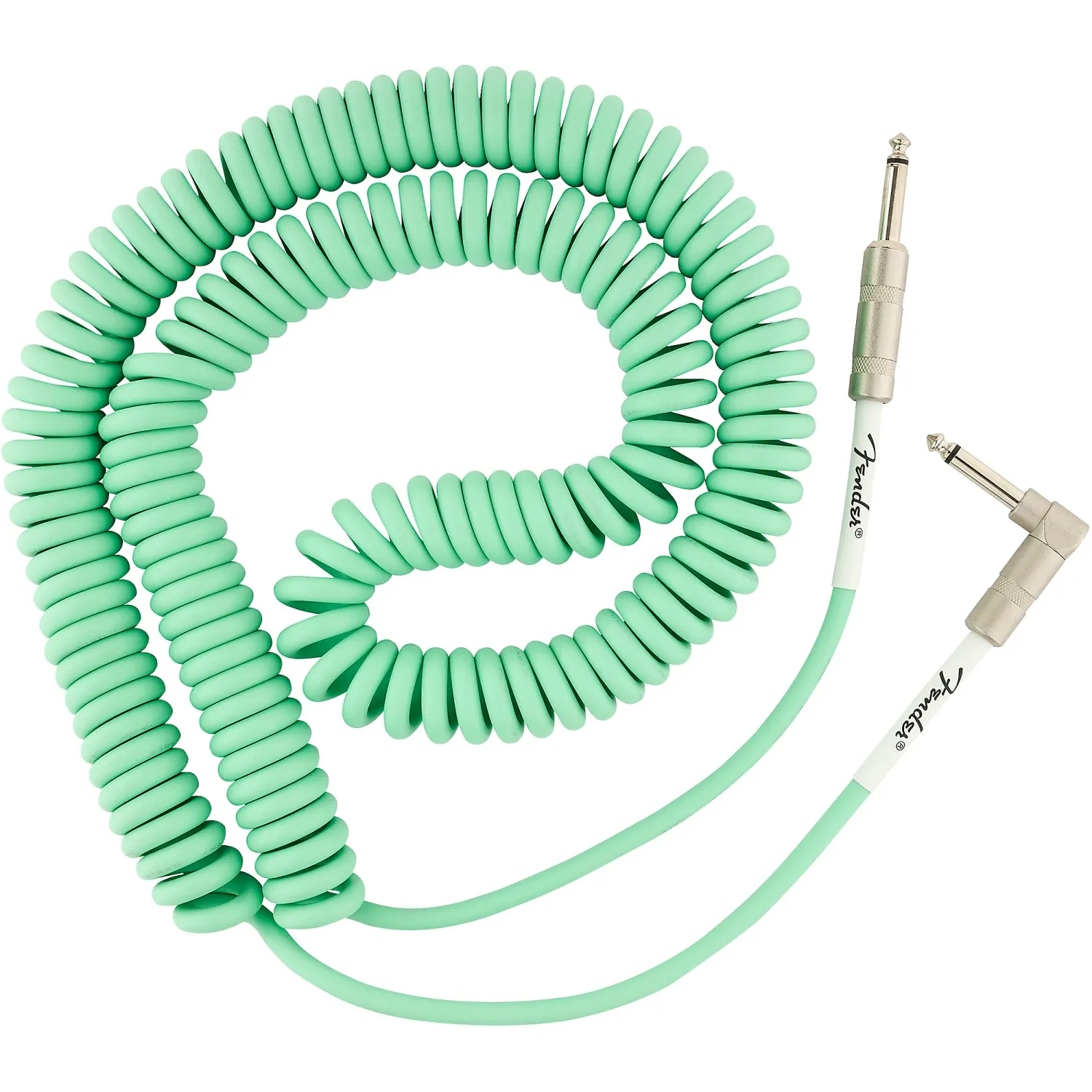 Prestige Picks® 1/4 in. Coiled TS Mono Instrument Cable (Straight + Right-Angle) - Green Prestige Picks® 1/4 in. Coiled TS Mono Instrument Cable (Straight + Right-Angle) - Green