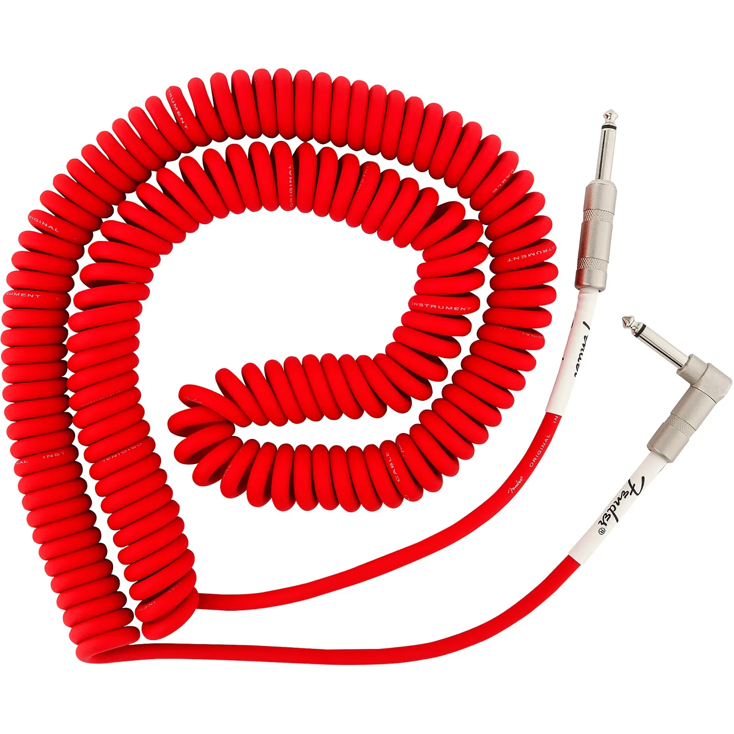 Prestige Picks® 1/4 in. Coiled TS Mono Instrument Cable (Straight + Right-Angle) - Red