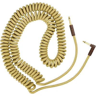 Prestige Picks® 1/4 in. Coiled TS Mono Instrument Cable (Straight + Right-Angle) - Yellow Prestige Picks® 1/4 in. Coiled TS Mono Instrument Cable (Straight + Right-Angle) - Yellow