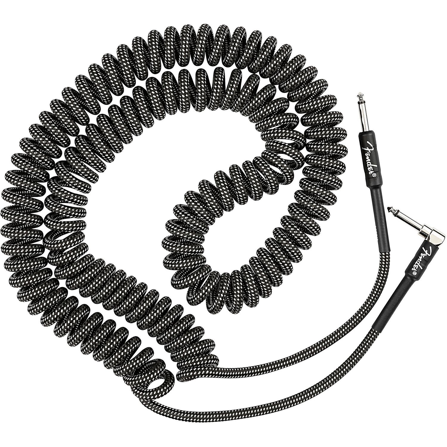 Prestige Picks® 1/4 in. Coiled TS Mono Instrument Cable (Straight + Right-Angle) - Grey