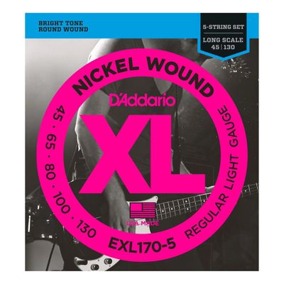 D'Addario EXL170-5 5-String Nickel Wound Long Scale Bass Strings D'Addario EXL170-5 5-String Nickel Wound Long Scale Bass Strings