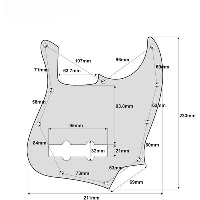LW Essentials® Basic Modern Style Jazz Bass Pickguard 10 Hole