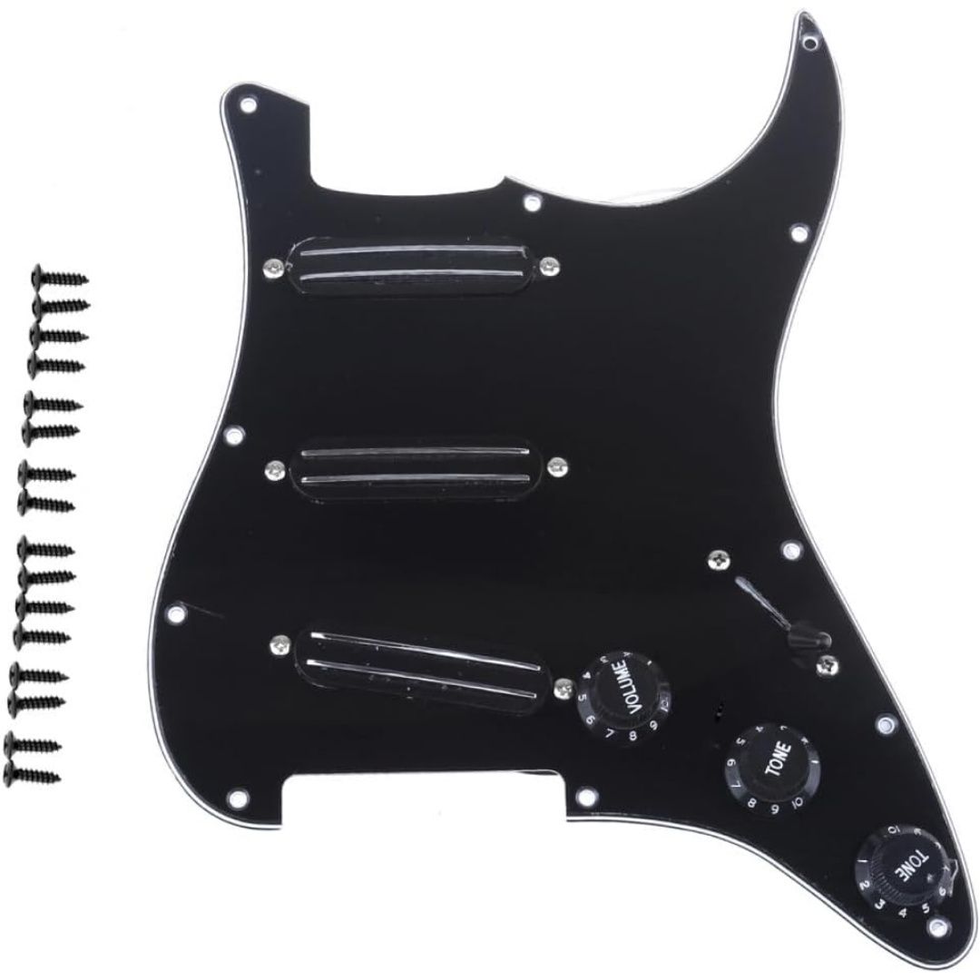 LW Essentials® Premium Stratocaster SSS Prewired Loaded Pickguard with Dual Hot Rail High Output Pickups 11 Hole