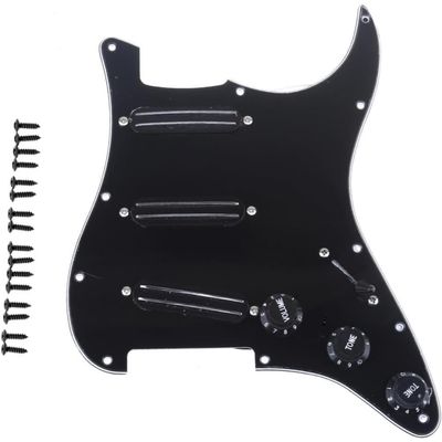 LW Essentials® Premium Stratocaster SSS Prewired Loaded Pickguard with Dual Hot Rail High Output Pickups 11 Hole