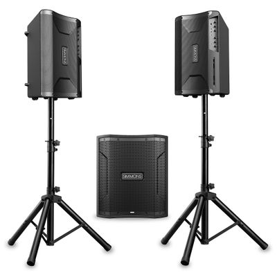 Simmons DA2110 Drum Amp and DA12S Subwoofer Bundle With Speaker Stands & Cables