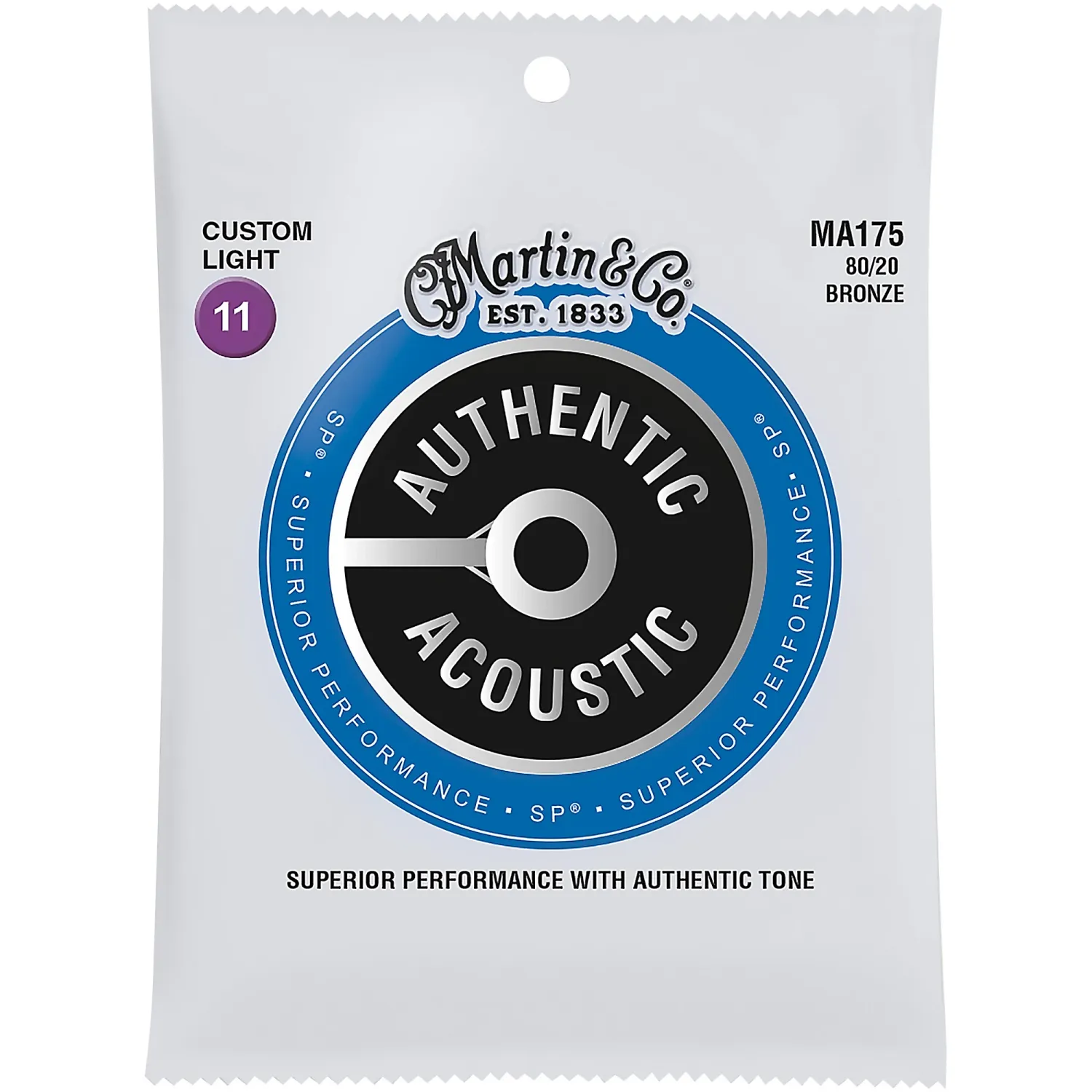 Martin MA175 SP 80/20 Bronze Custom-Light Authentic Acoustic Guitar Strings Martin MA175 SP 80/20 Bronze Custom-Light Authentic Acoustic Guitar Strings